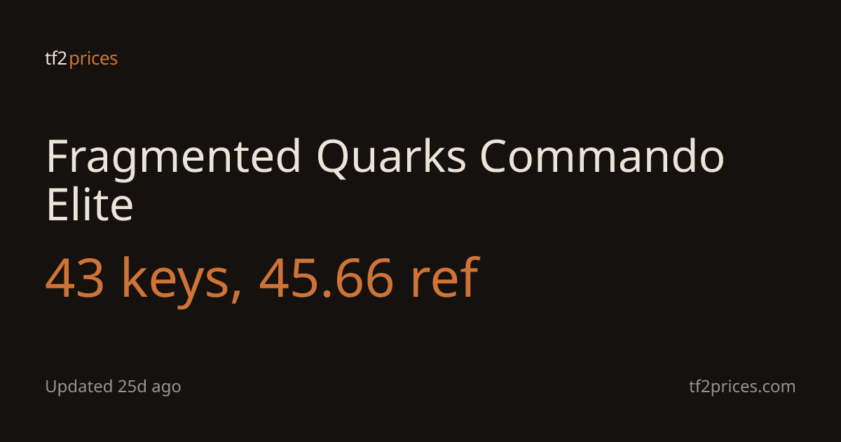 Fragmented Quarks Commando Elite price — 43 keys, 45.66 ref | tf2prices